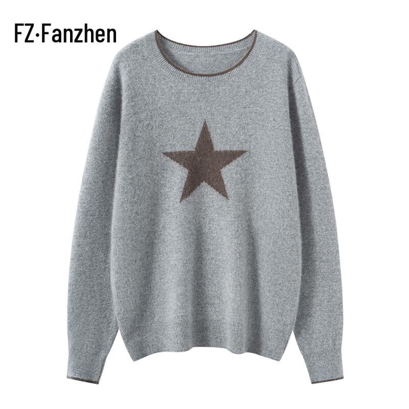Fanzhen Women s 2025 A/W Round Neck Cashmere Blend Pullover L