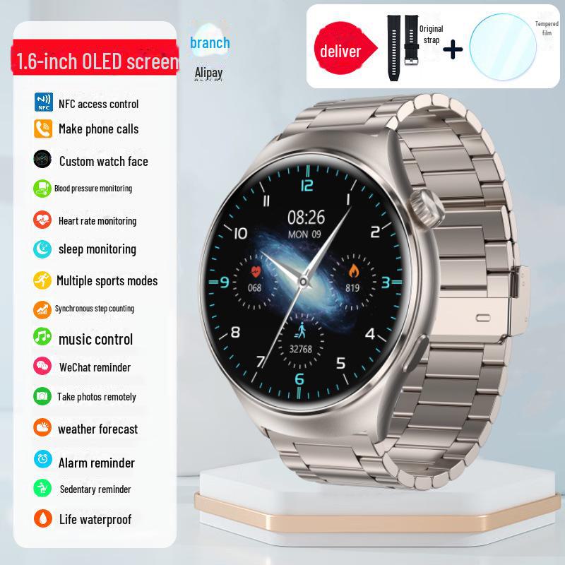 Watch4 Smartwatch: Czarny, Wielofunkcyjny, Płatność NFC, Wodoodporna bransoletka sportowa BM04