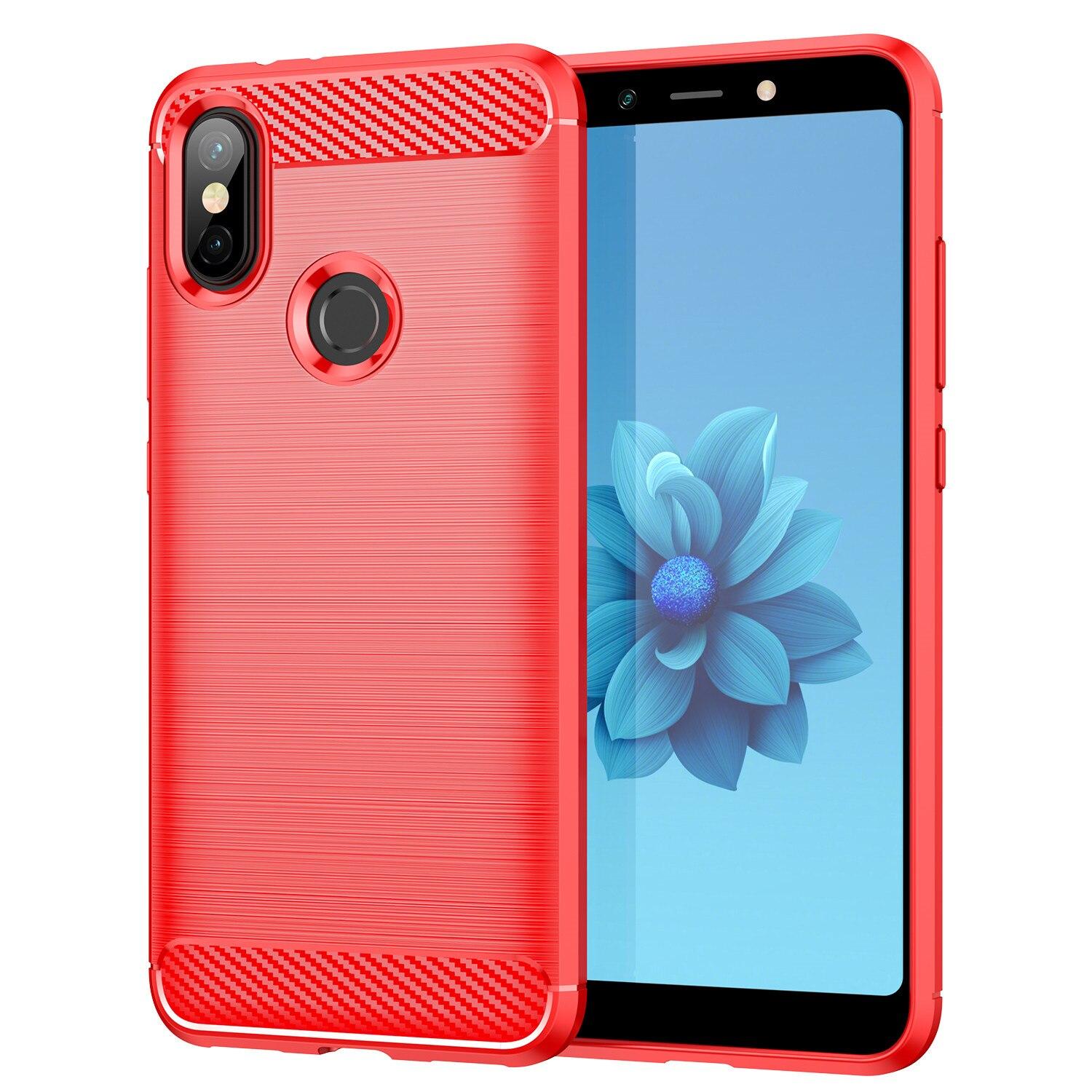 

Ударостійкий чохол для xiomi Mi A2 A3 Mi 6X mi 6 plus Cover Silicone Carbon Fiber Brushed Case For xiaomi a2 a3 lite mi5x Mi 6Plus червоний