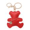 Trendy Mini Bear Keychain Decorative Bag Charm Gold Tone Chain Soft PU Leather Craftsmanship Keyrings Accessory