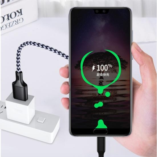 Nylon Braided Type-C Cable Data Transfer Fast Charging Cord for OPPO FINDX VOOC