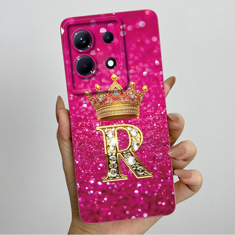 Dla Infinix Note 30 4G 5G Note30 Pro VIP 30i Modne Etui na Telefon z Inicjałami dla Pary Miękki Silikon TPU Osłona Ochronna na Obiektyw