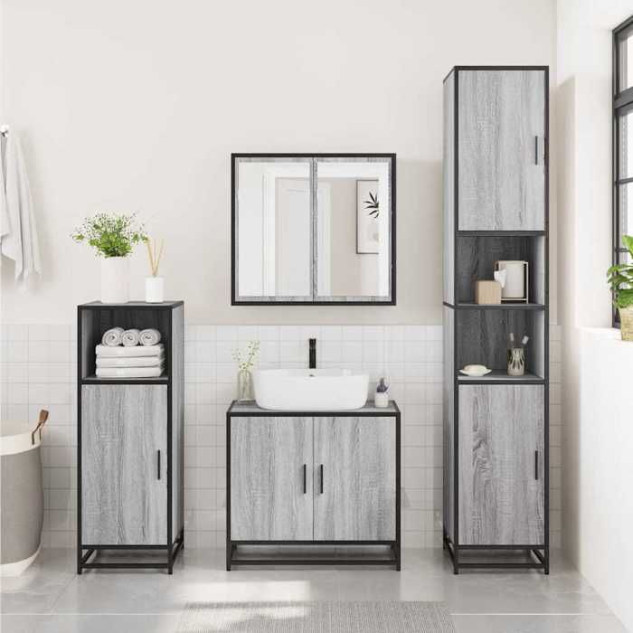 VidaXL Bathroom Mirror Cabinet Sonoma Grey Engineered Wood, Mirror Cabinet, Makeup Cabinet with Mirror, 849257