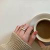 Trendy Korean Inspired Double Layer Textured Ring For Women Adjustable Size Fashion Accessory