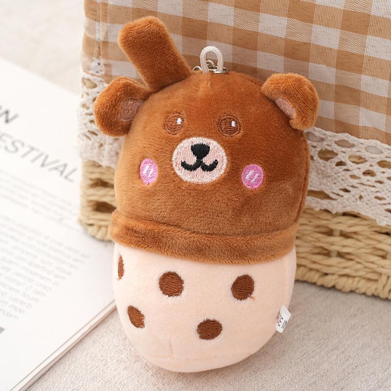 Entzückender Cartoon-Tier-Plüsch-Schlüsselanhänger Milchflaschenbecher-Puppe Niedlicher Bär