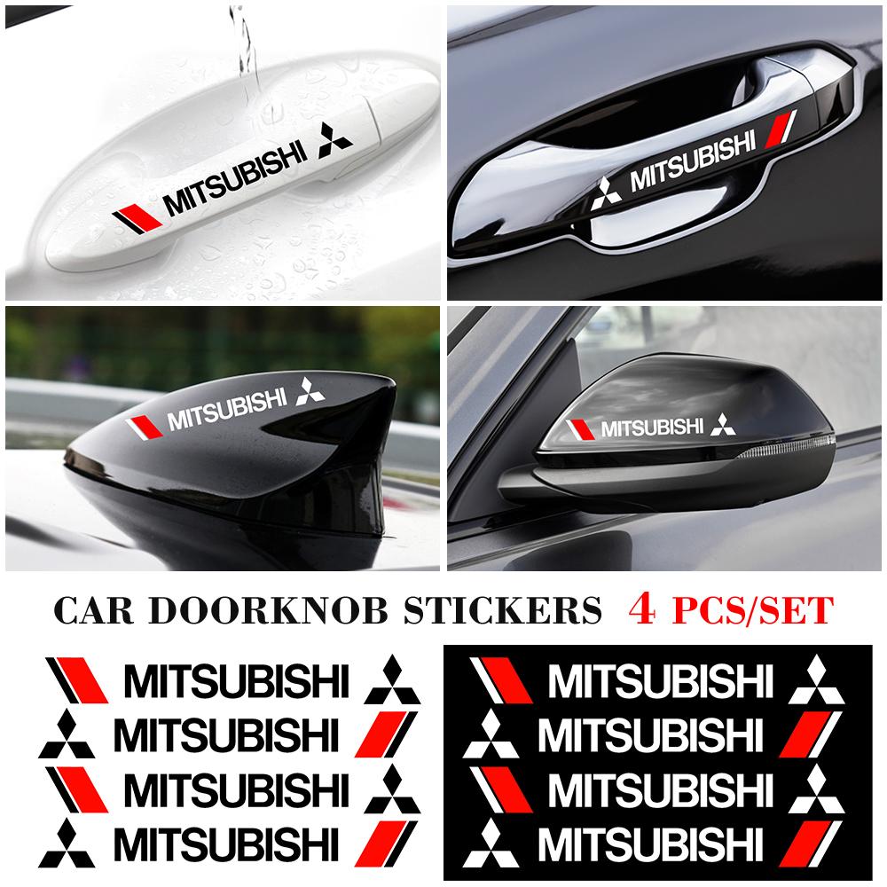 cyfmlu1 cydjfg1 Car Door Handle Scratch Protection Sticker Door Handle Sticker Logo Style For Mitsubishi Space Star Lancer Outlander ASX Pajero