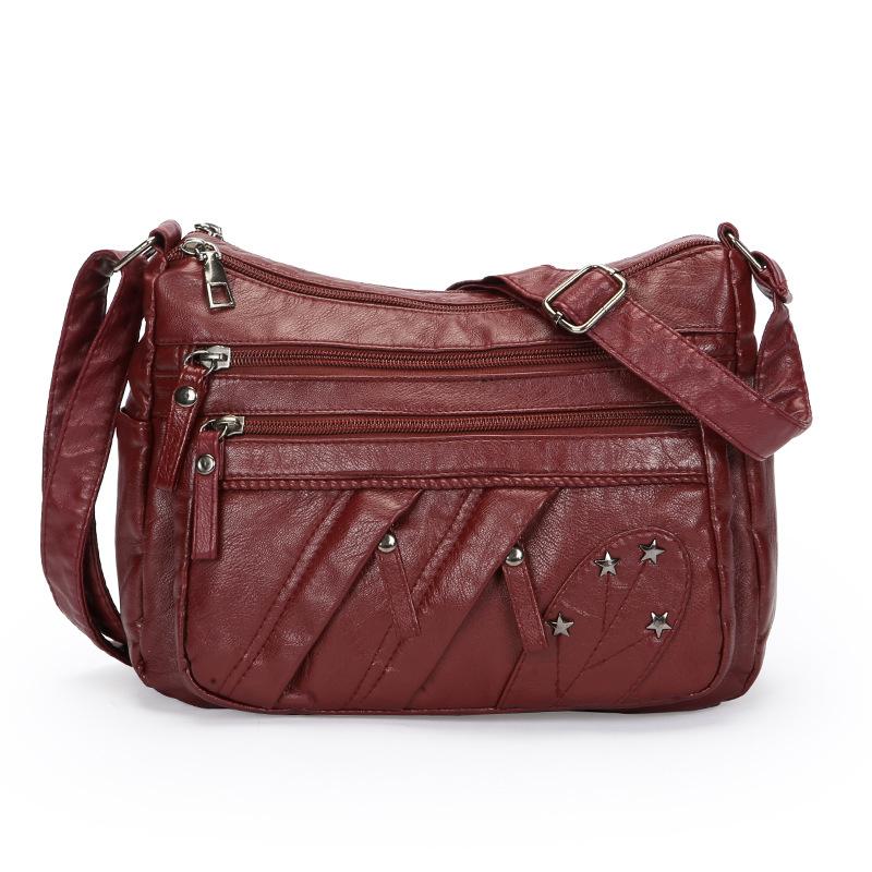 

Винтажная повседневная сумка кроссбоди из искусственной кожи большой вместимости красный