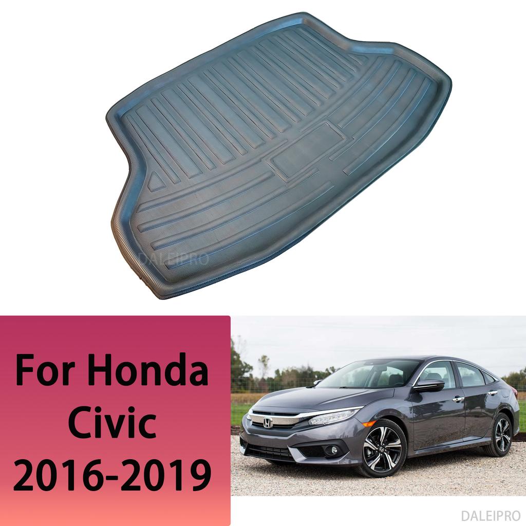 Car Rear Trunk Mat For Honda Civic Sedan 2016 2017 2018 2019 10th Gen Tailored Cargo Liner Boot Floor Tray Carpet 3D Accessories