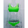 Women's solid color specialty fabric ruffled fabric bikini macaron color two-piece swimsuit