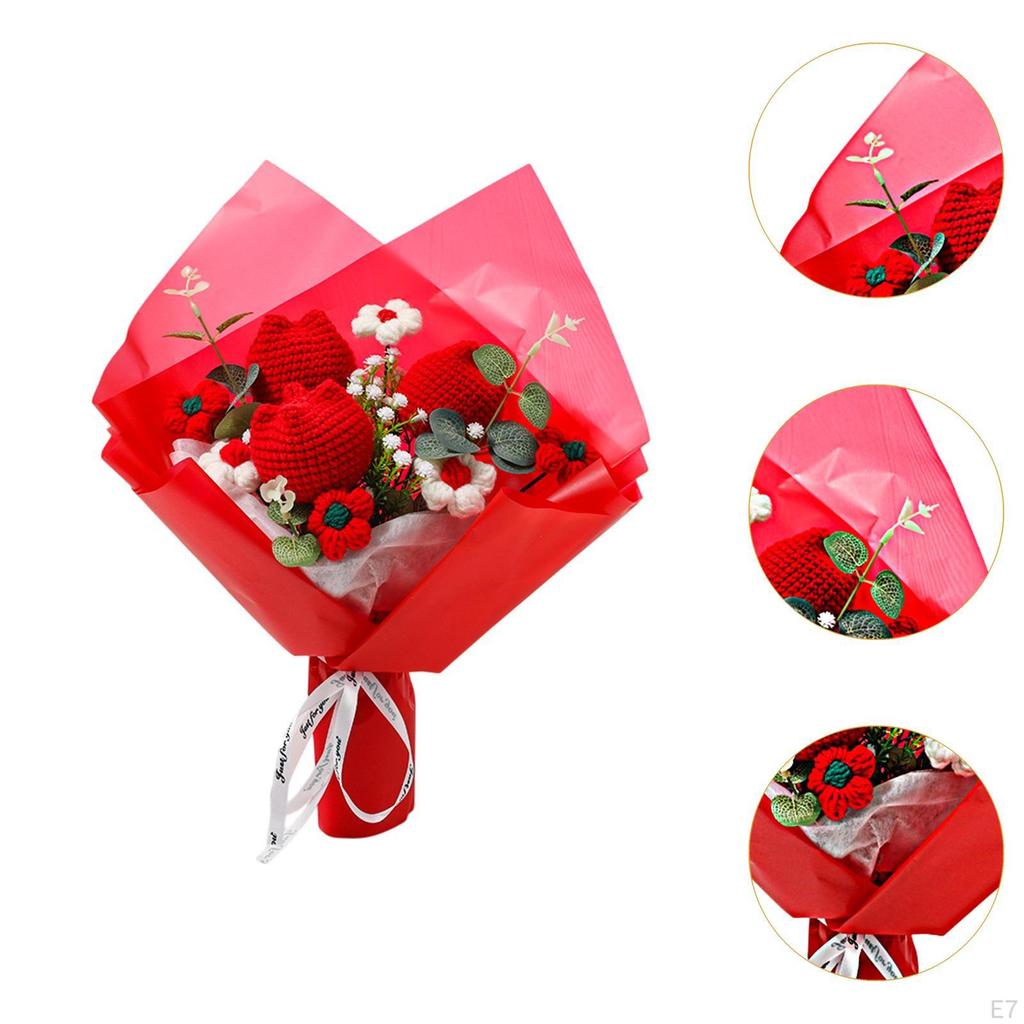 Háčkovaná kytice Květinová aranžmá Umělá středová dekorace Stolní dekorace Ručně pletená