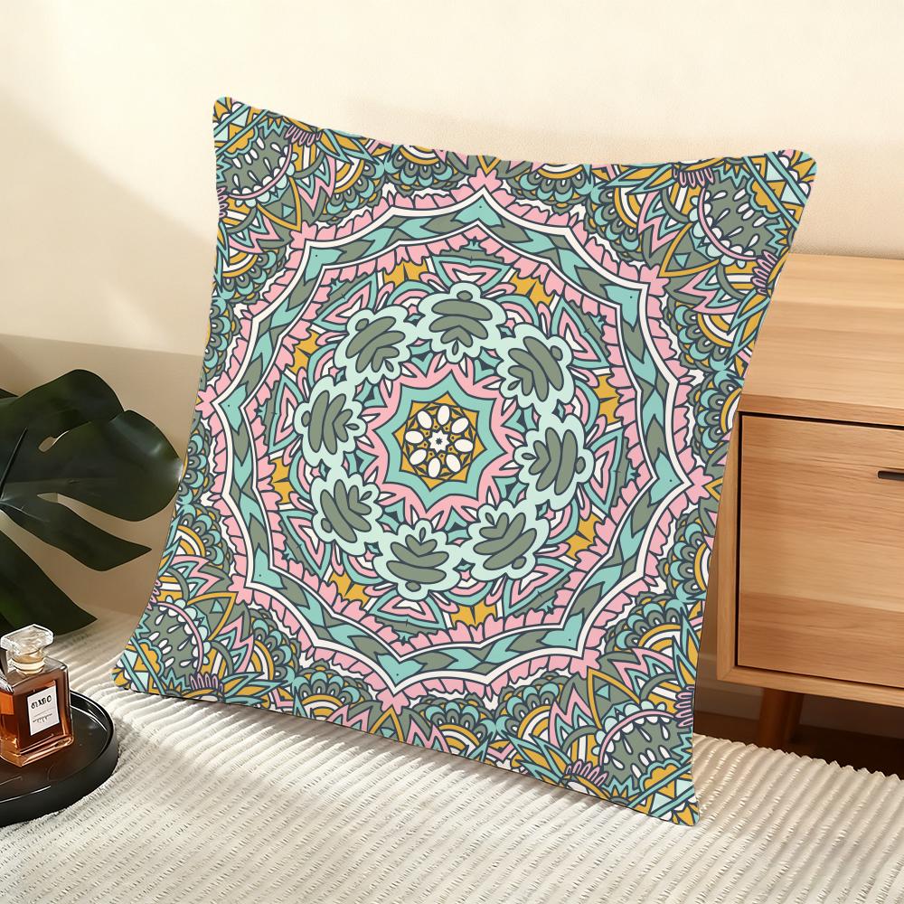 Mandala Bohemian Ethnic Cushion Cover Soft Short Plush Pillow Cover Smooth Cozy Texture Aesthetic Cushion Case Home Decor