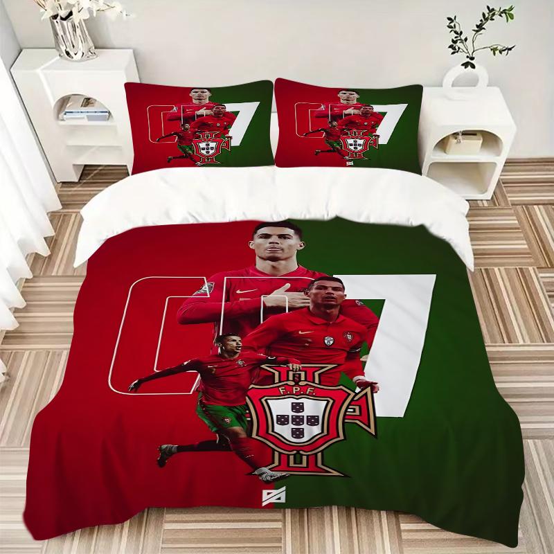 3Pcs Portugal'S Soccer Stars Shine Bedding Sets For All Sizes New 3D Printed Bed Cover Comforter Duvet Cover Pillowcase Bedroom Decoration
