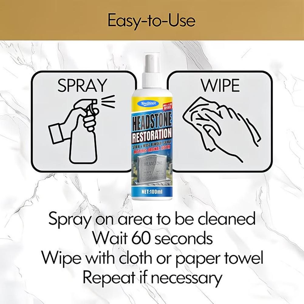 1 szt. Środek do czyszczenia nagrobków, 100 ml Spray do renowacji i czyszczenia nagrobków do usuwania brudu i mchu, Środek do pielęgnacji kamienia