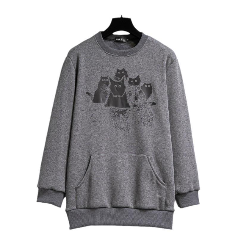 Plus Size Women's Fall New Sweet Fashion Trend Crew Neck Hoodie