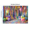 2D Bright Multicolor Confetti Backdrop with Balloons for Birthday Party Banner