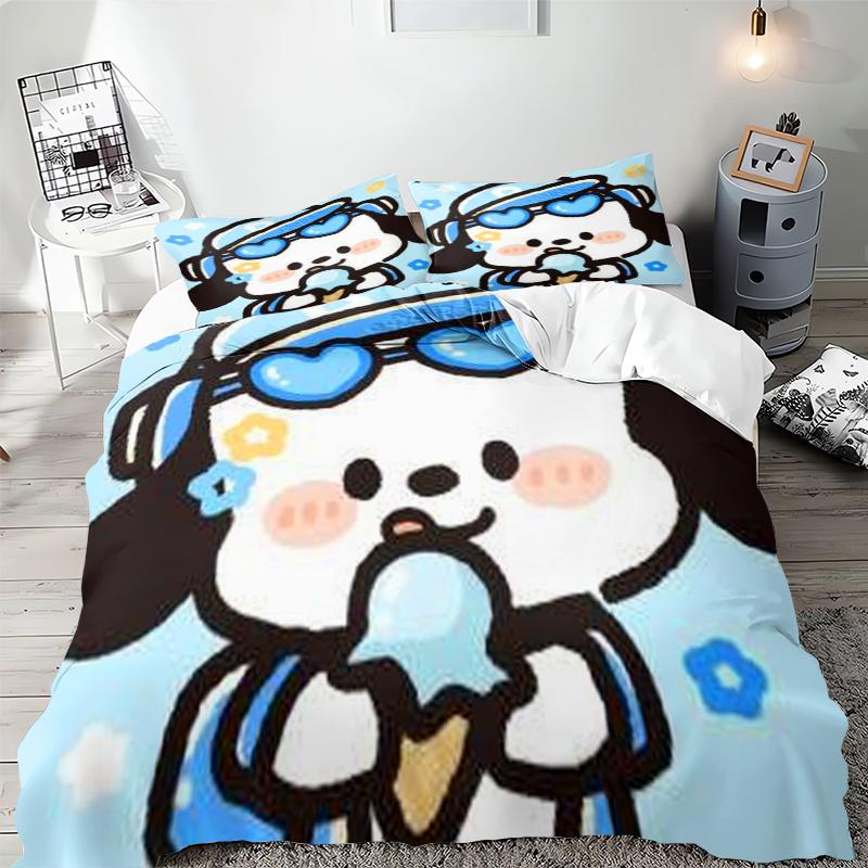 Sanrio Cute Pochacco Bedding Sets Comforter Cover Bed Cover Duvet Cover Pillow Case 2-3 Pieces Sets Room Home Decoration