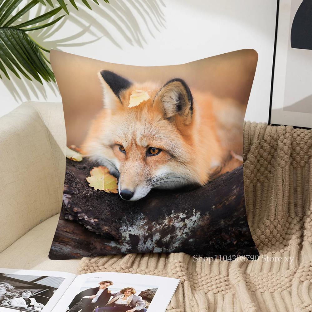 Cute Wild Fox Pillow Case Fashion Square Pillowcase Bedroom Sofa Room Ins Decoration Leisure Cushion Cover 40x40