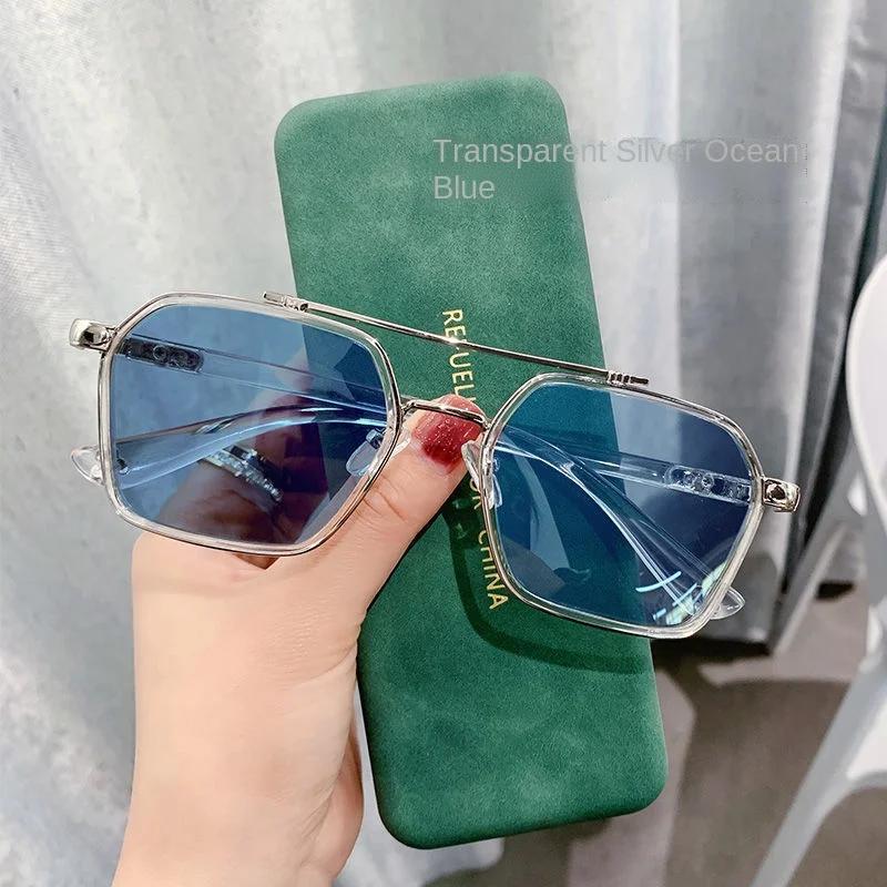 New Double Beam Men'S Sunglasses Ocean Blue Woman Eyewear Driving Sun Shading Glasses Outdoor Fishing Uv400