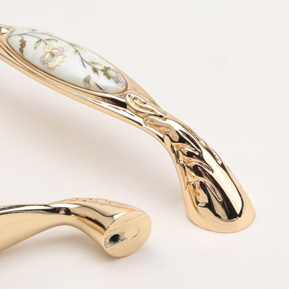 Zinc Zinc Zinc Alloy Gold Kitchen Cabinet Handle Light Luxury Ceramic Drawer Pulls  Wardrobe
