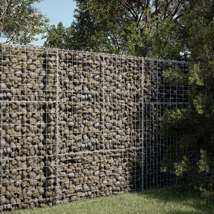 VidaXL Panier gabion avec couvercle 100x100x150 cm fer galvanisé, mur en gabion, mur de soutènement en gabion, clôture en 3295213