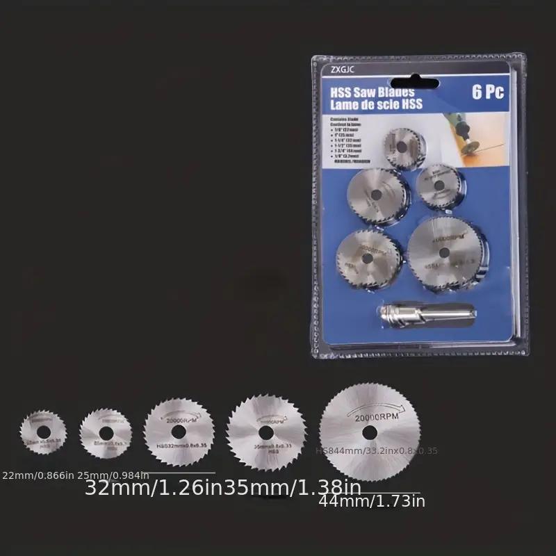 6Pcs Durable Mini Circular Saw Blade Set for Precision HSS Cutting Water-Resistant Disc Ideal for Wood & Aluminum