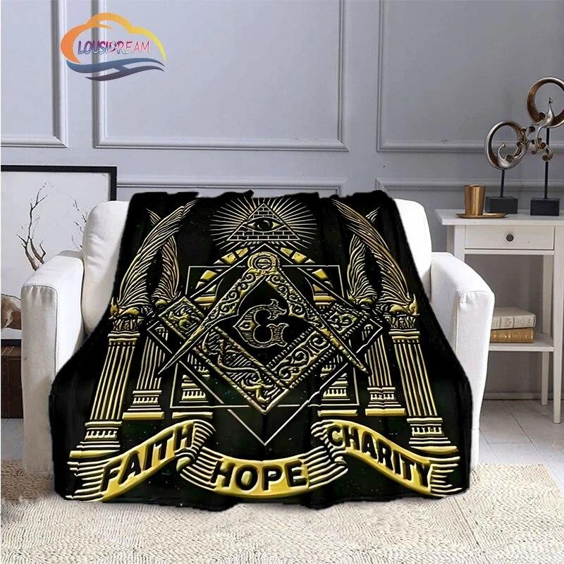 The Freemasons Blanket Freemasonry Series Flannel Cashmere Blanket Masonic Fluffy  All Seeing Eye Printing Pattern Blanke