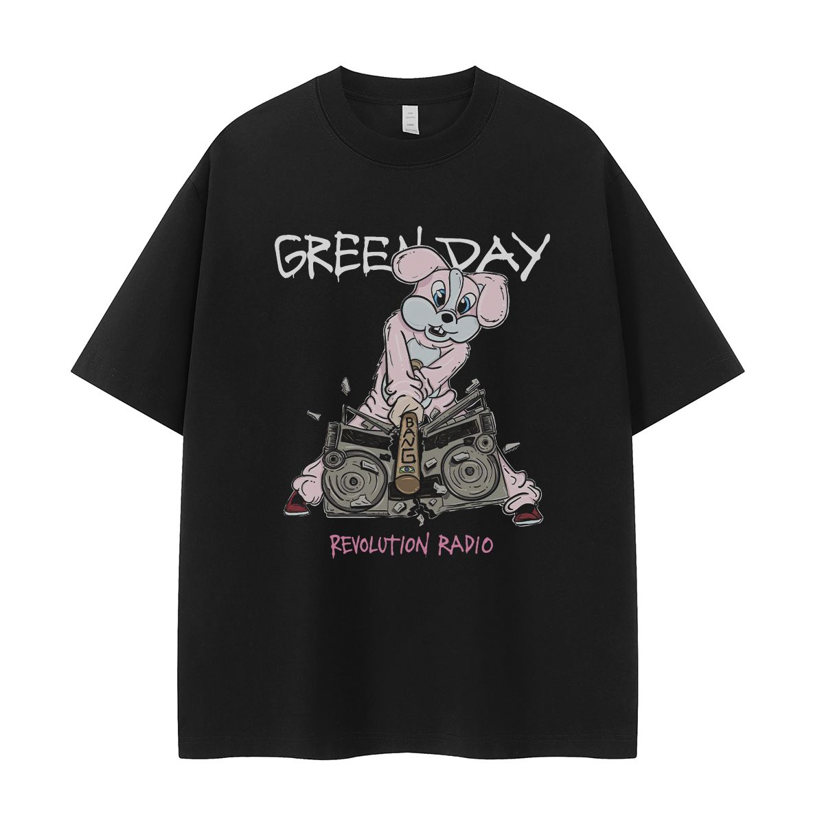 

Green Day Ретро Американский Уличный Панк Милый Мультяшный Кролик Vtg Рок Футболка с Коротким Рукавом 4XL