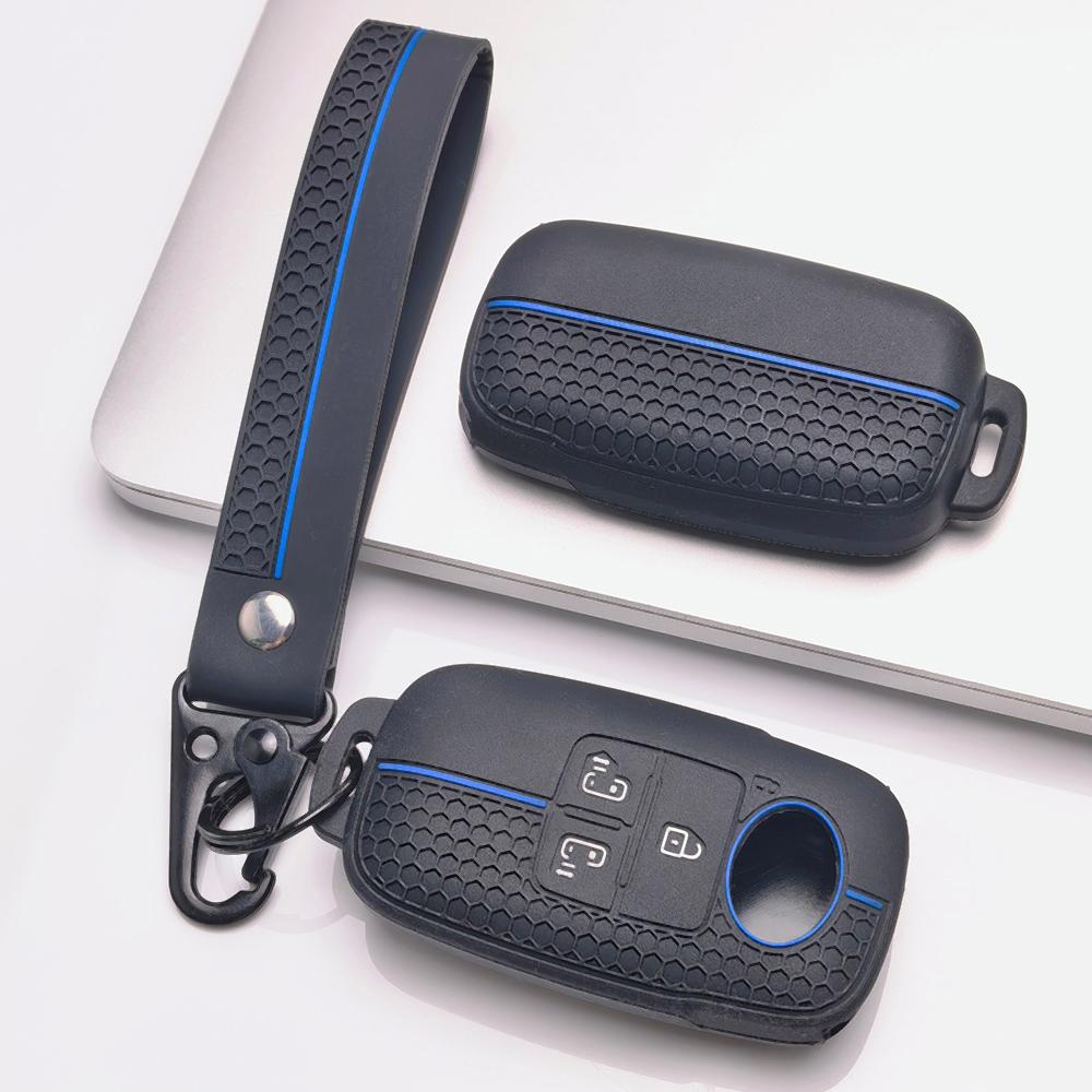 Car Key Cover for Toyota Raize Tanto Rex Ativa Daihatsu Rocky Tanto Subaru Rex with Keychain Honeycomb Texture Soft Silicone Car Remote Key Sleeve