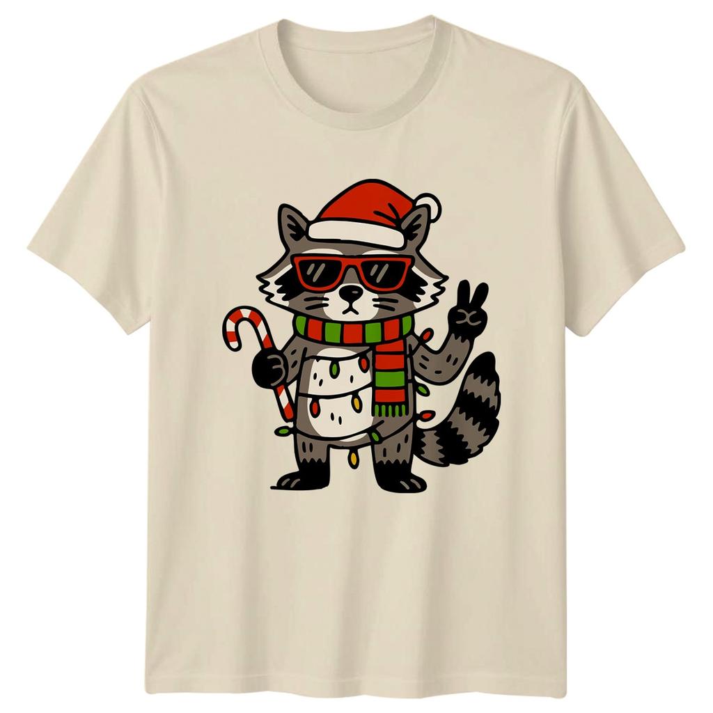 Raccoon Christmas Holidays Unisexs TShirt Unisexs Tee Graphic Unisex Top Festive