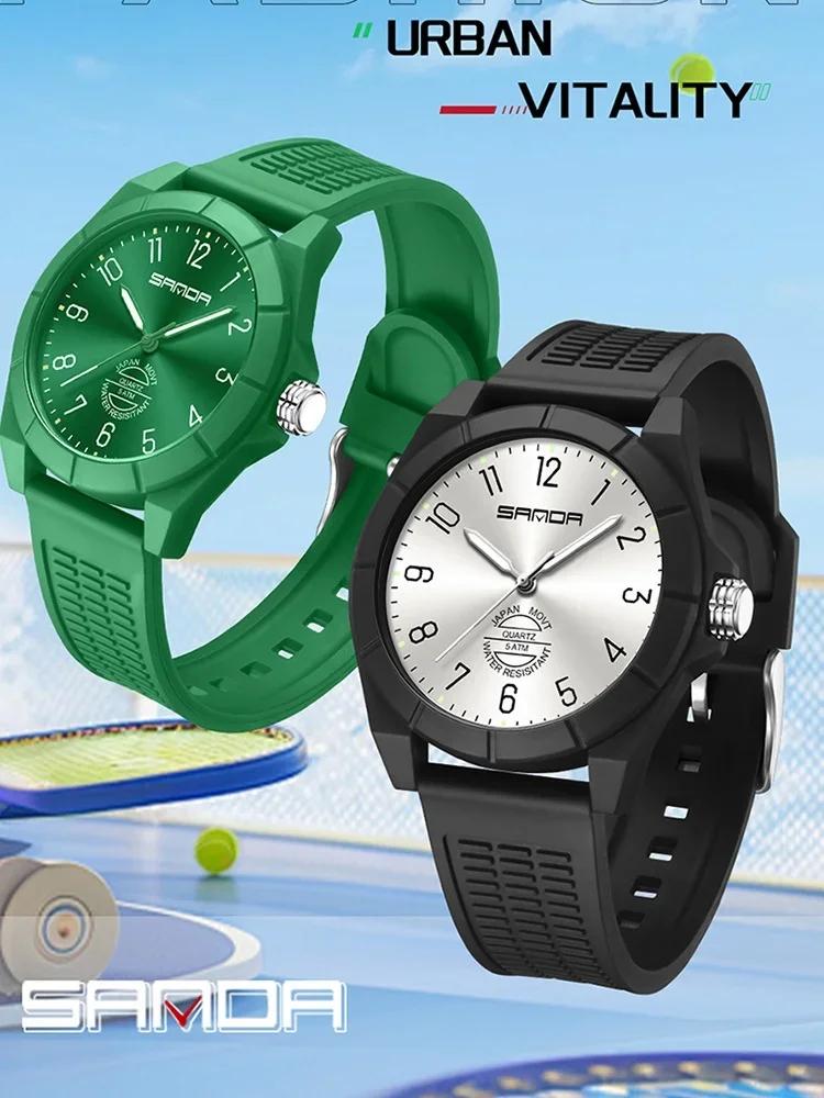 SANDA 6212 Sports Waterproof Student Quartz WatchMen And Women Student New Quartz Simple Watch Silicone Strap Multifunctional