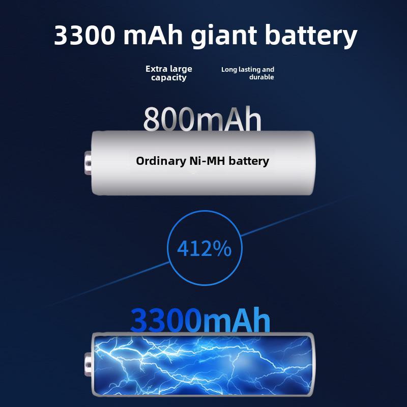 No. 5 Rechargeable Battery Charger Set with 6 AA 3300mAh Batteries for Camera Microphones