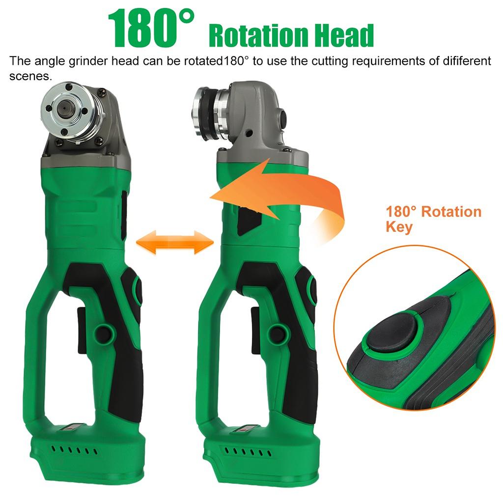 180° Cordless Brushless Angle Grinder 3 Gears Electric Polishing Machine for Makita Battery