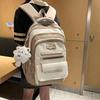 Kmgdmbg Letter Print Nylon School Backpack With Color Block Design Students For