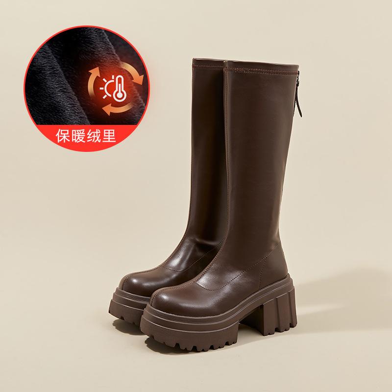 

2025 новые рыцарские сапоги на толстой подошве тонкие сапоги на толстом каблуке с высоким голенищем сапоги на ультравысоком каблуке детские ботфорты 40