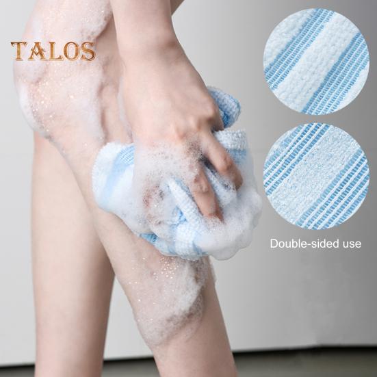 2Pcs Exfoliating Shower Towel Bath Towel with Foaming Net Long Strip Design Back Scrubbing Quick-Drying Wipes Handle Shower Scrubber
