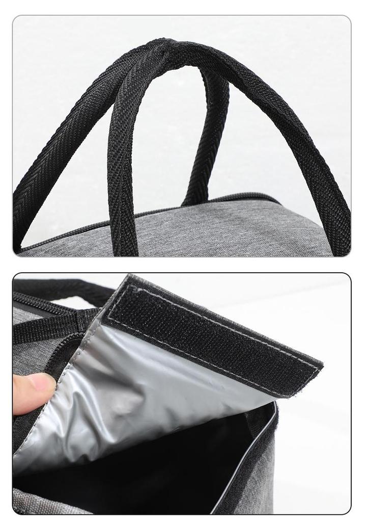 Insulated Solid Color Oxford Cloth Lunch Bag - Portable Bento Bag with Thickened Design and Crossbody Strap for Office Workers