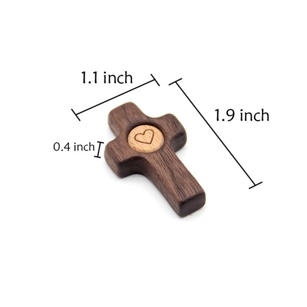Walnut Wood Pocket Cross Fidget Stress Relief Pocket Crosses Wooden Cross  for Anxiety Relief