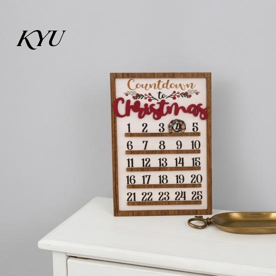 Creative Gift for Friends Wooden Christmas Countdown Calendar, 25 Days Advent Calendar Sign with Sturdy Garden Hanging Movable Wreath Marker,
