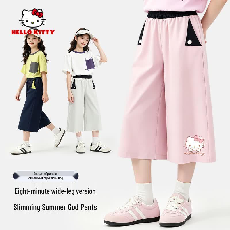Hello Kitty Girls Cropped Wide-Leg Summer Pants 150