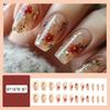 Square Nail Tips Flower Fake Nail Glues On Nail Stick On Nail Press On Nail Artificial False Nail for Womens and Girls