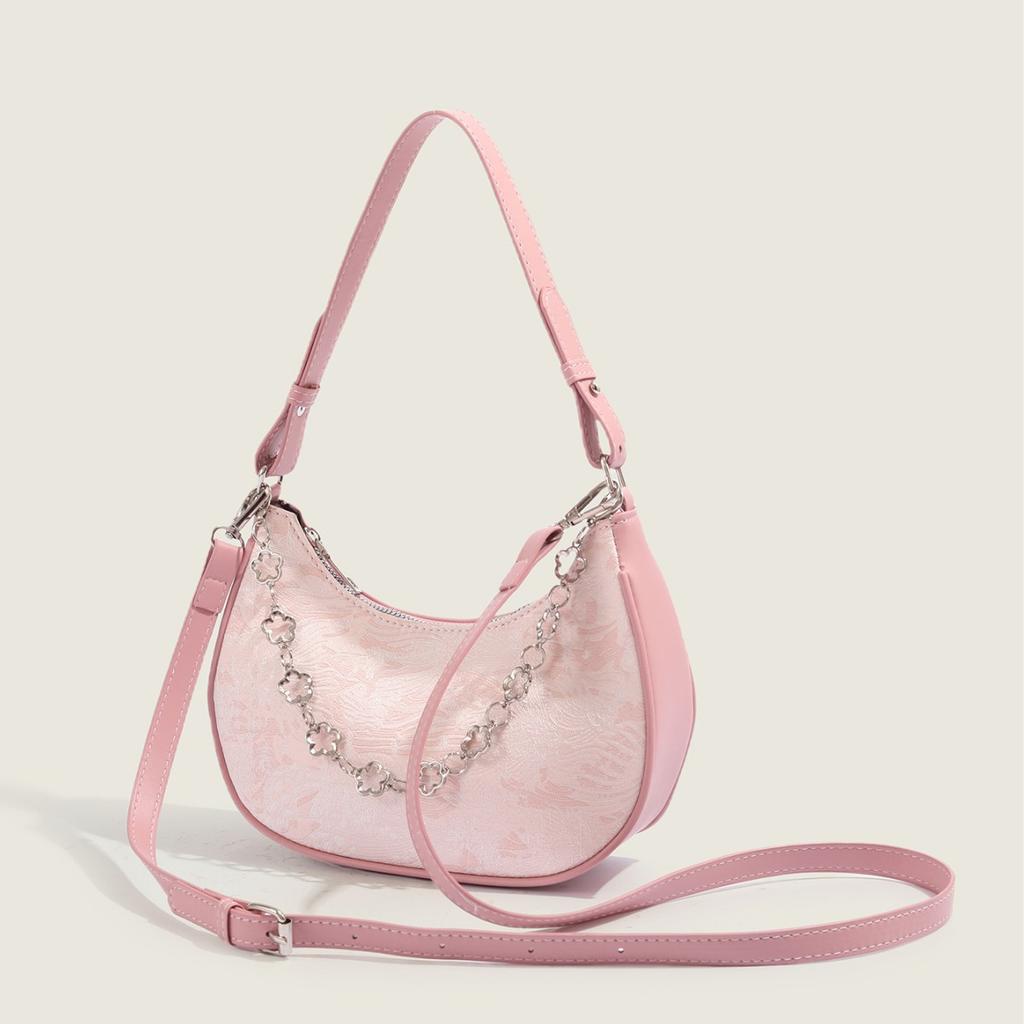Underarmsväska för kvinnor Trendig höstmodedesign Axelväska Crossbody Liten fyrkantig väska Fairy Pink Halvmåneväska