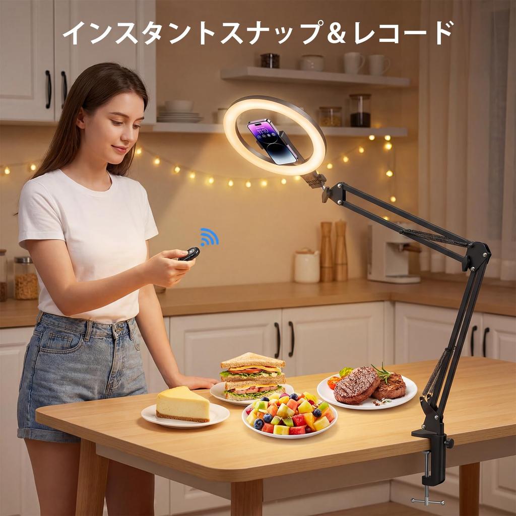 Diyife Foldable LED Ring Light with Ideal for Overhead Tabletop Selfie Actress Reading Photography 3 Lighting 10 Dimming Smartphone Ideal for Video