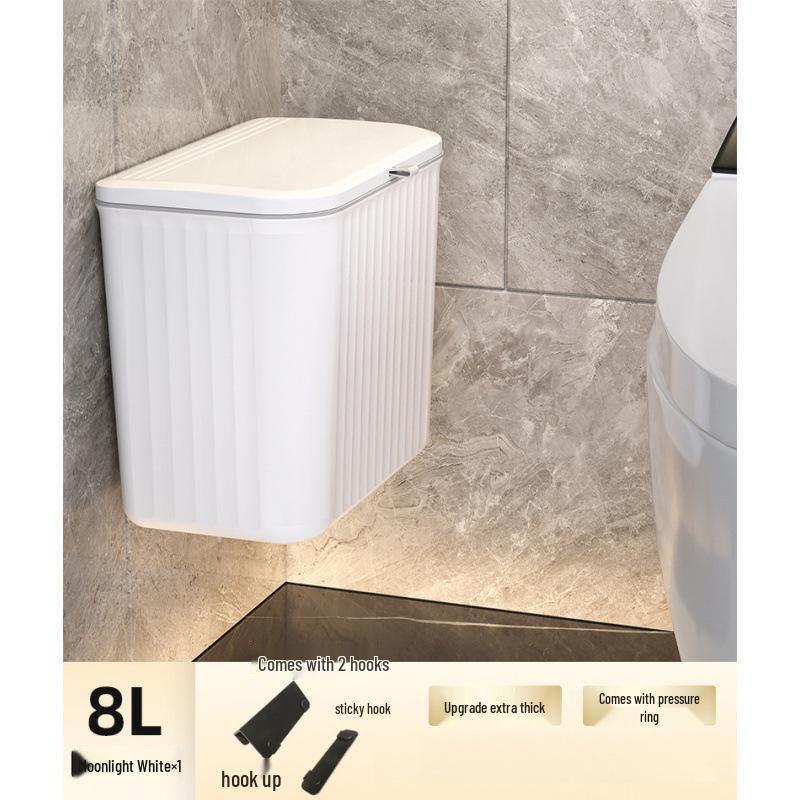 Wandmontierter Badezimmer- & Küchenmülleimer mit Deckel - Große Größe, Keine Installation erforderlich, Doppelte Verwendung für Toilette & Küche.