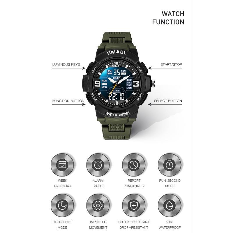 SMAEL Casual Fashion Alloy Multifunctional Waterproof Outdoor Men's Detachable Electronic Watch