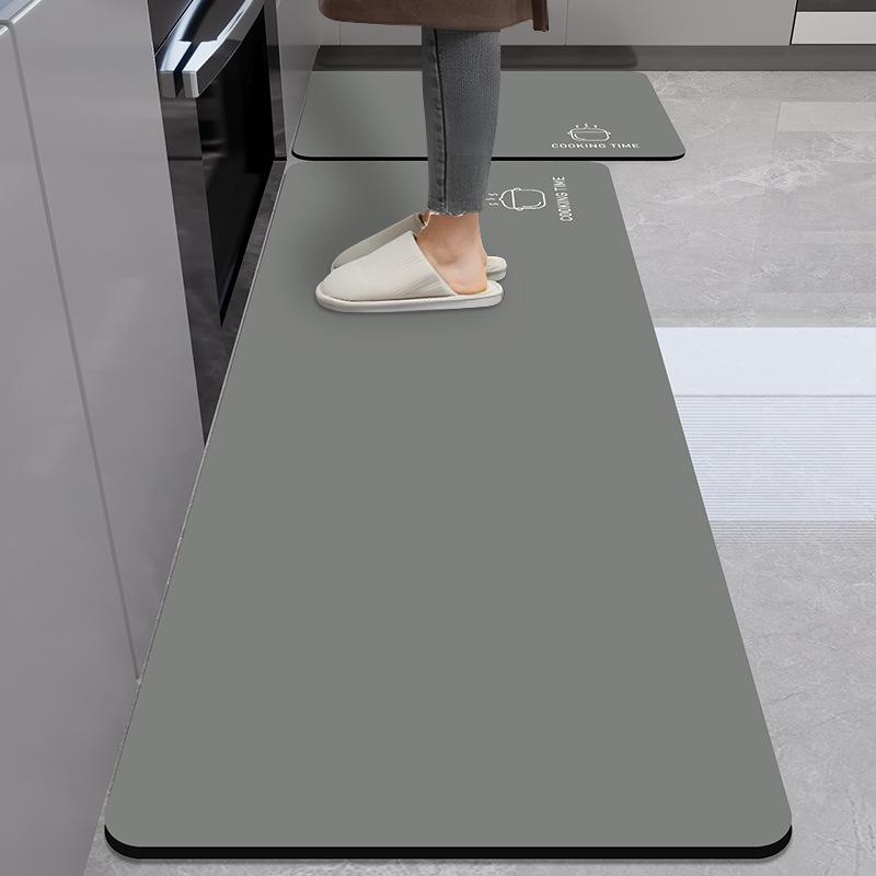 Marble Pattern Kitchen Anti-Oil Diatom Mud Mat: Water-Absorbing, Quick-Drying, Non-Slip, Easy-Care.