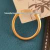 Three Lives Three Worlds Brass Ring - Frosted Ancient Style, Simple Plain Band, Closed Finger Ring