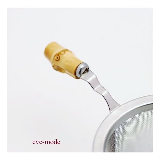 Eve-mode 18-8 Stainless Steel Tea Strainer with Genuine Bamboo Handle, 74-55, Size 74mm, Depth 55mm