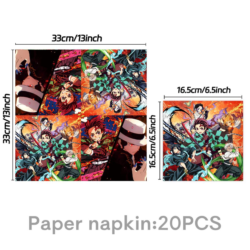 Anime Dämon Geburtstagsparty Dekoration Einweg-Geschirr Teller Tischdecke Becher Serviette Babyparty Kinder Partygeschenke Zubehör