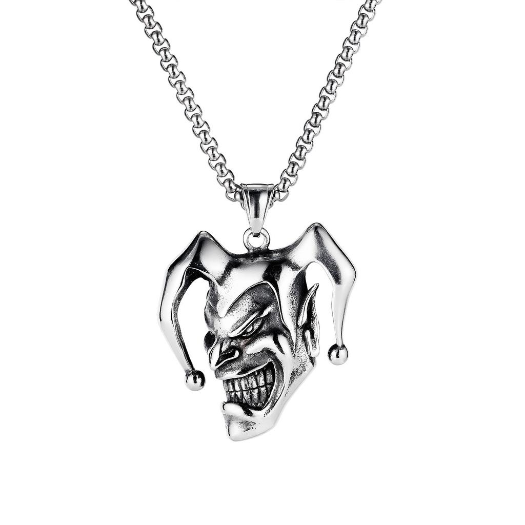 Clown Smiley Face Pendant Retro Men'S Necklace