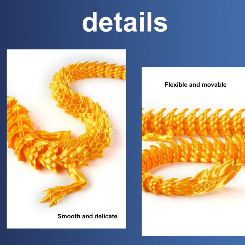 3D Printed Articulated Dragon Chinese Dragon Flexible Realistic Made Ornament Toy Model Home Office Decoration Decor Kids Gifts